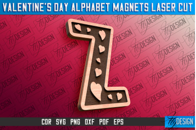 Valentine&#039;s Day Alphabet Magnet Laser Cut SVG | Magnet Laser Cut