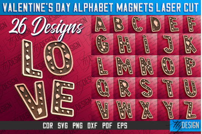 Valentine&#039;s Day Alphabet Magnet Laser Cut SVG | Magnet Laser Cut