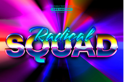 Radical squad editable text style effect in retro look design with exp
