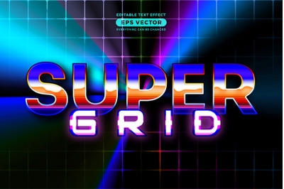 Super grid editable text style effect in retro look design with experi