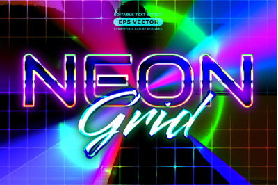 Neon grid editable text style effect in retro look design with experim