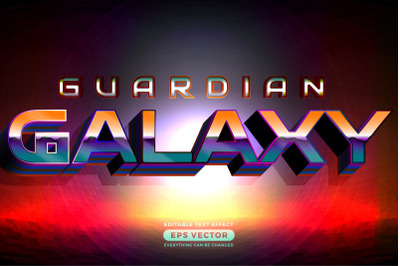 Guardian galaxy editable text style effect in retro look design with e