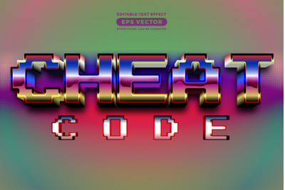 Cheat code editable text style effect in retro look design with experi