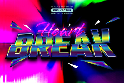 Heart break editable text style effect in retro look design with exper
