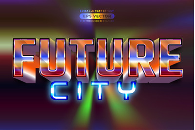 Future city editable text style effect in retro look design with exper