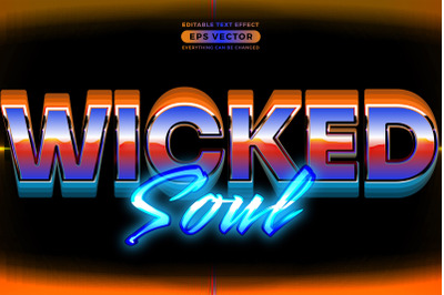 Wicked soul editable text style effect in retro look design with exper