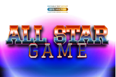 All star game editable text style effect in retro look design with exp