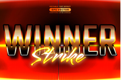 Winner strike editable text style effect in retro look design with exp
