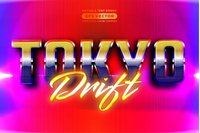 Tokyo drift editable text style effect in retro look design with exper