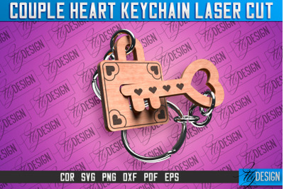 Couple Heart Keychain | Laser Cut SVG Design | CNC Files