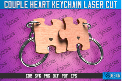 Couple Heart Keychain | Laser Cut SVG Design | CNC Files