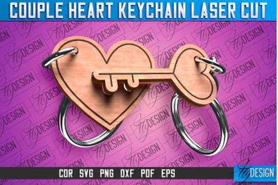 Couple Heart Keychain | Laser Cut SVG Design | CNC Files