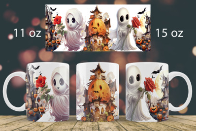 Halloween mug wrap design Ghost mug Sublimation PNG