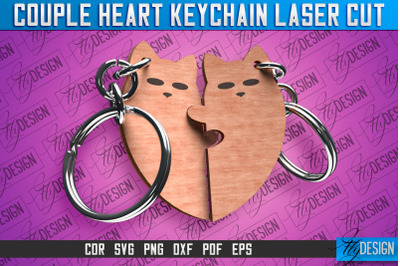 Couple Heart Keychain | Laser Cut SVG Design | CNC Files