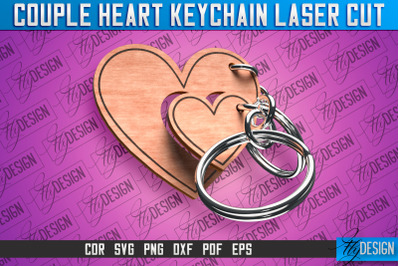 Couple Heart Keychain | Laser Cut SVG Design | CNC Files