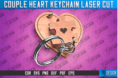 Couple Heart Keychain | Laser Cut SVG Design | CNC Files