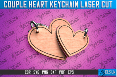 Couple Heart Keychain | Laser Cut SVG Design | CNC Files