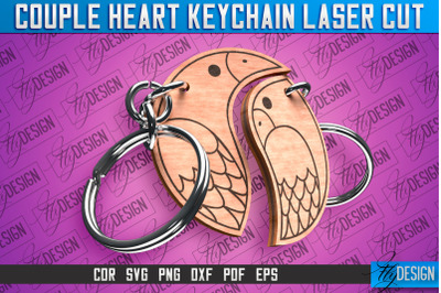 Couple Heart Keychain | Laser Cut SVG Design | CNC Files