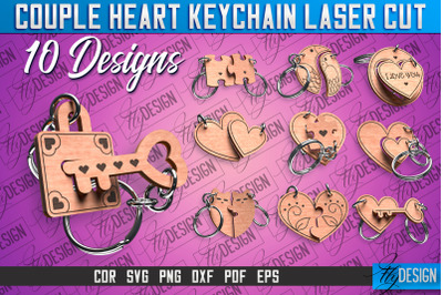 Couple Heart Keychain | Laser Cut SVG Design | CNC Files