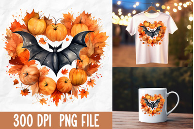 Happy Halloween Heart Pumpkin Spooky Bat