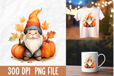 Happy Halloween Cute Fall Gnome Pumpkin