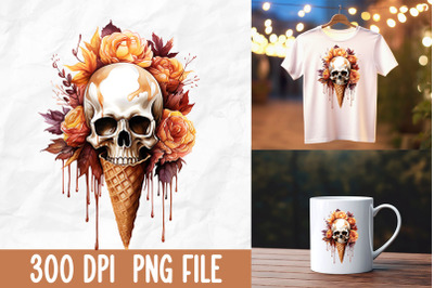 Happy Halloween Skull Ice Cream Flower