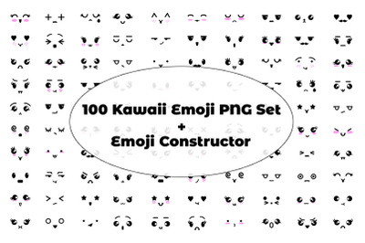 100 Kawaii Emoji PNG Set + Emoji Constructor&nbsp;