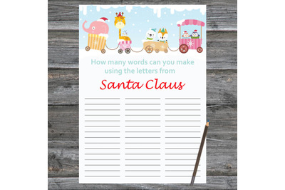 Winter animals train,How Many Words Can You Make From Santa Claus