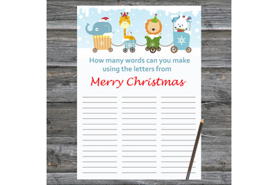 Winter animals train,How Many Words Can You Make From Merry Christmas