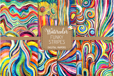Funky Stripes - Transparent Watercolor Abstract Patterns
