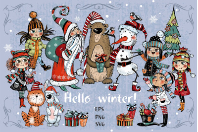 Christmas winter collection of clipart. PNG SVG EPS