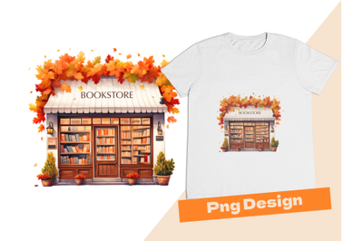 Cozy Autumn Bookstore PNG Sublimation