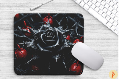 Black Rose And Thorns Mouse Pad Design