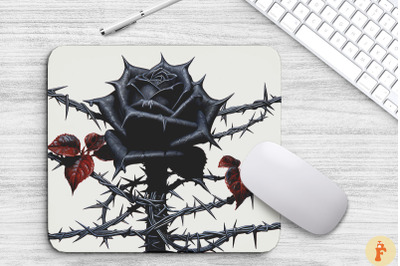 Black Rose And Thorns Mouse Pad Design