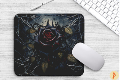 Black Rose And Thorns Mouse Pad Design