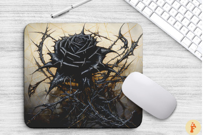 Black Rose And Thorns Mouse Pad Design