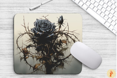 Black Rose And Thorns Mouse Pad Design