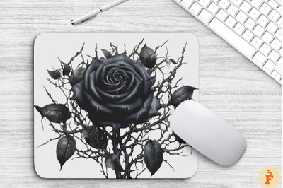 Black Rose And Thorns Mouse Pad Design