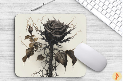 Black Rose And Thorns Mouse Pad Design