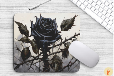 Black Rose And Thorns Mouse Pad Design