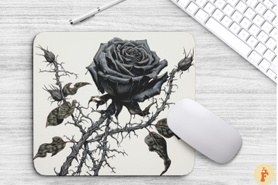 Black Rose And Thorns Mouse Pad Design