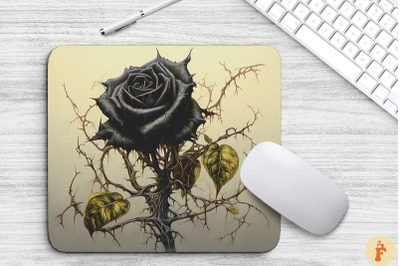 Black Rose And Thorns Mouse Pad Design