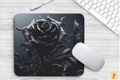 Black Rose And Thorns Mouse Pad Design