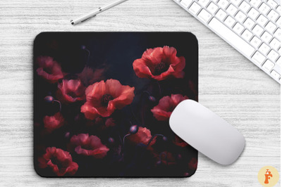 Dark-Romantic Poppy Flowers Mouse Pad