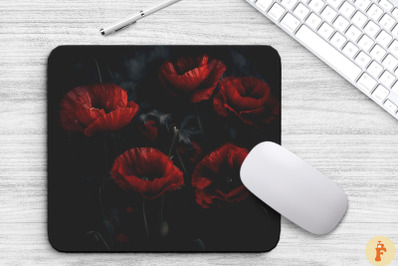 Dark-Romantic Poppy Flowers Mouse Pad