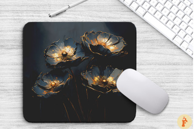 Dark Floral Art Mouse Pad Design