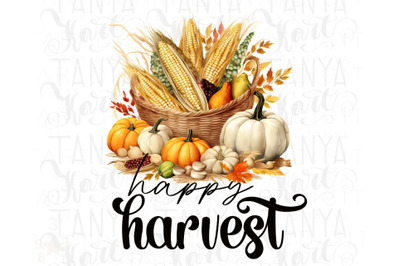 Happy Harvest Fall PNG&2C; Sublimation Downloads