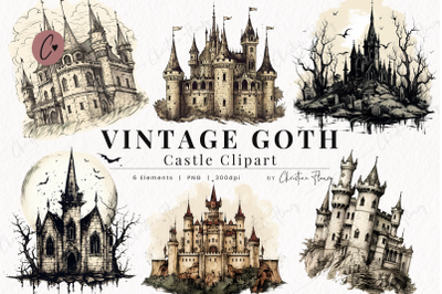 Vintage Goth Castle Clipart