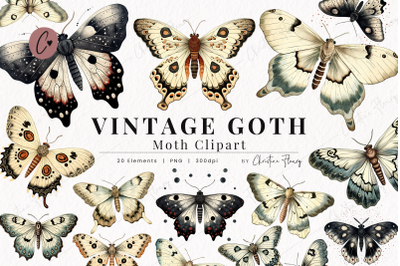 Vintage Goth Moth Clipart