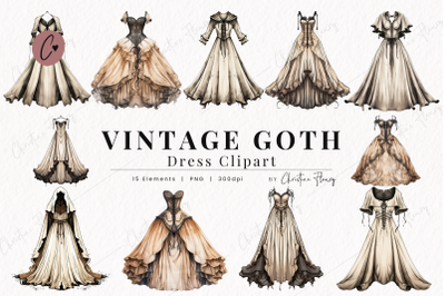 Vintage Goth Dress Clipart